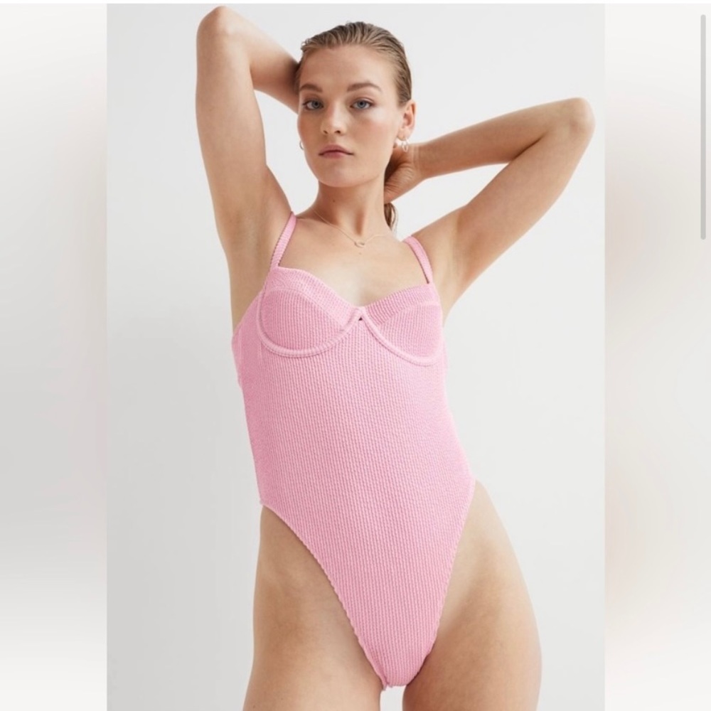 H&M one piece bikini pink NWT